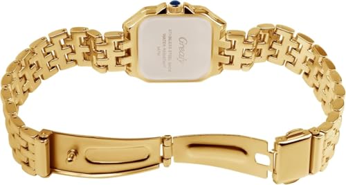 Image of Women?s Quartz Analog Watch | Golden Stainless Steel Strap with Square Glass Dial | Daily Office Wear, Casual & Party Use | Elegant Luxury Wrist Watch for Girls & Ladies