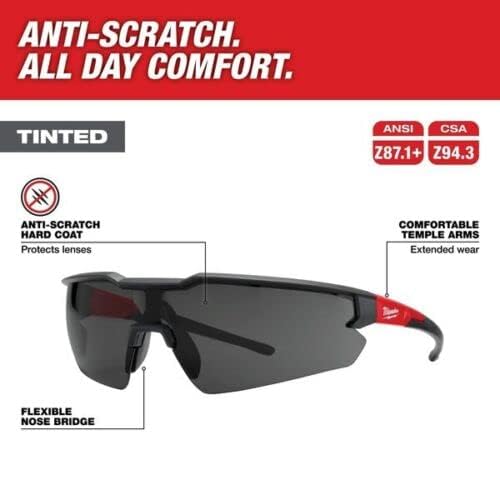 Para óculos de segurança Milwaukee Tool 48-73-2016 - Lentes coloridas antiarranhões