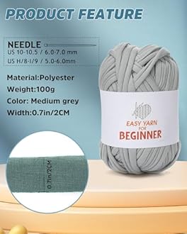 T-Shirt Yarn for Crocheting & Knitting - 2 PC Chunky Thick Yarn for Bags, Blankets, Cushions & Slippers - 100g2 (3.5oz2) - DIY Handmade Knitting Gift