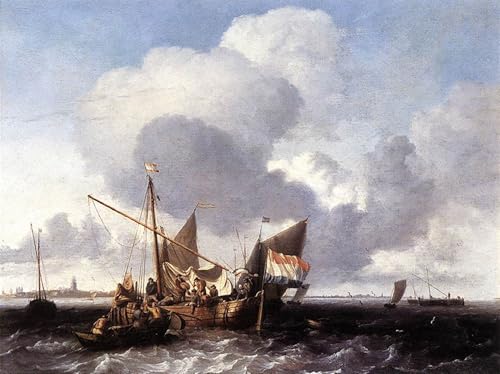 Tableaux Sur Toile Navires Zuiderzee par Backhuysen - Décoration Murale Moderne 60x90cm