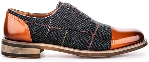 Theon Men's Oxford Toe Leather Felt Shoes Shoes (Navy, US 14)2