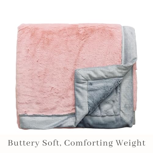 Image of Saranoni Oversized Luxury Blanket | Breathable Super Soft, Lush, Plush Comfy Blankets for Adults | Light Pink /Gray - X-Large 60 inch x 80 inch