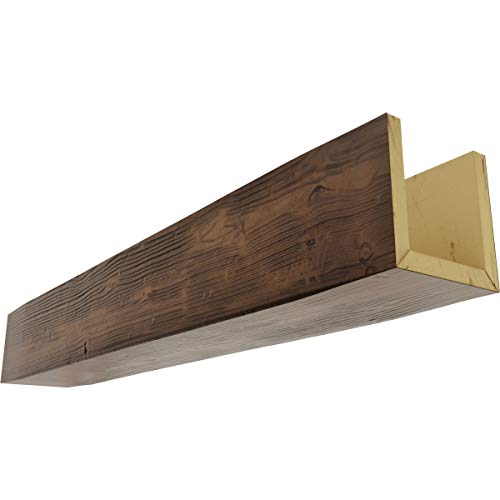 Ekena Millwork BMSD3C0120X040X216ZD 3-Sided (U Sandblasted Endurathane Faux Wood Ceiling Beam, 12"W x 4"H x 18'L, Premium Aged #1