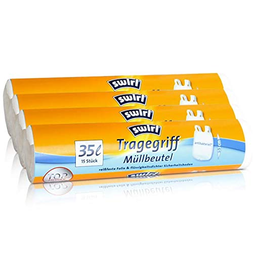 Preisvergleich Produktbild 4x Swirl Tragegriff Müllbeutel 35L (15 stk. / Rolle)
