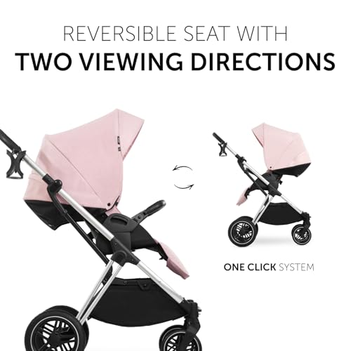 Image of Hauck Pushchair Travel System with Carrycot, Reversible Seat, Rose | Lightweight 10.2 kg aluminium frame, lie-flat recline, UV canopy, from birth up to 22 kg, panorama windows