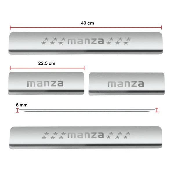 Image of AC Door Sill /Foot Step Stainless Steel Scuff Plate Plates Compatible with Tata Manza (Set of 4 Pcs)