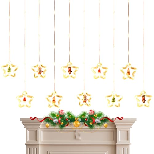 Luces de ventana ornamentales para interior – Guirnalda de estrellas LED – Iluminación regulable impermeable romántica para interior al aire libre, boda, dormitorio, árbol, decoración de terrazas