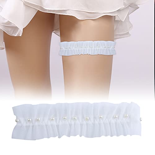 Wedding Garters for Bride White Lace Bow Garter Belt Pearl Butterfly Lace Thigh Leg Ring Handmade Stretch Toss Garter2