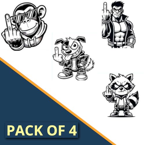 Image of Style Fuck You Funny Two Middle Finger Vinyl Stickers Pack of 4 Car Auto Truck Sticker Window Bumper Waterproof Laptop Decal Size 3.5'' (Casual)
