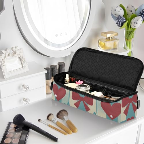 Bolsa de viaje para herramientas de cabello con almohadilla resistente al calor impermeable para rizador, plancha, alisador y rizadores, diseño portátil Retro_Heart_Health miniatura 7