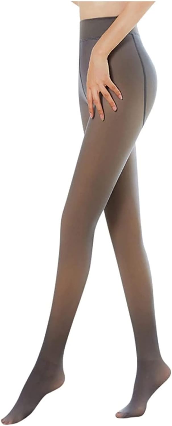 QCLU Women Tights Plush Stockings, Perfectly Slimming Legs Fake Translucent Warm Fleece Pantyhose, Winter Tights for Women (Color : Schwarz, Size : 220g)