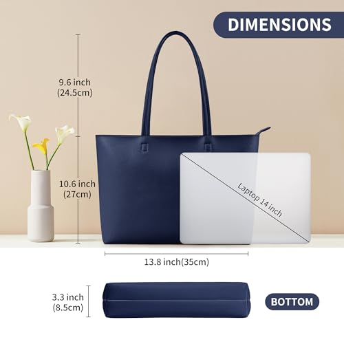 Image of KALIDI Tote Bag Zipper Shoulder Bag Faux Leather Purses Satchel for Women Casual Handbag Work Dating College
