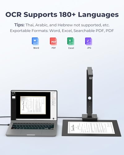 CZUR Lens 1200 Pro Portable Document Scanner Vertical Scanners for documents, A4 Flatbed Scanner, Fast OCR Scanner 1s/Page, 12 MP Scanning Camera, Easy-to-Use for Mac & Windows - Image 4