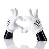 FelyHos Cartoon Heart Hands Resin Statue Modern Home Decor Accents Love Finger Sculpture Room Decor Accessories Black White