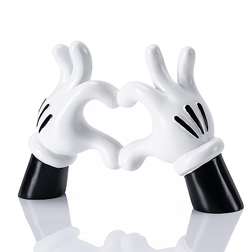 FelyHos Cartoon Heart Hands Resin Statue Modern Home Decor Accents Love Finger Sculpture Room Decor Accessories Black White