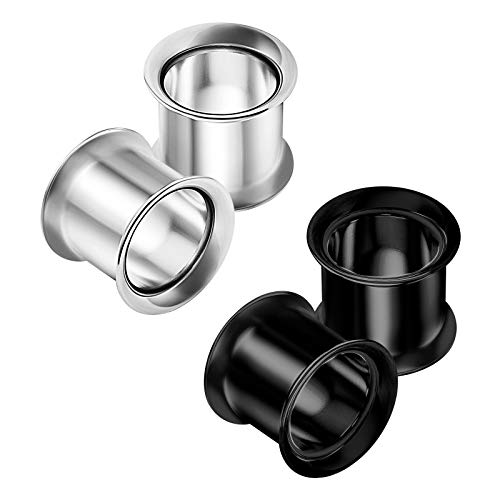 BanaVega 4PCS Steel Anodized Black 00g 10mm Double Flared Saddle Tunnel Stretcher Earring Gauge Ear Lobe Plug Piercing Jewellery 3964