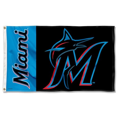 Bandera de Miami Marlins 3x5 pies con ojales metálicos para exterior