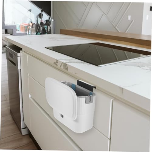 Caneca de basura rectangular blanca para cocina y baño miniatura 4