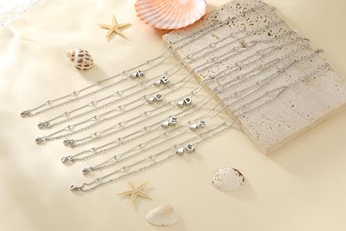 Image of PROSILVER Ankle Bracelets for Women S925 Sterling Silver Anklets for Women Waterproof, Dainty Layered Heart Anklet, Beach Initial Anklet for Summer, Letter A-Z