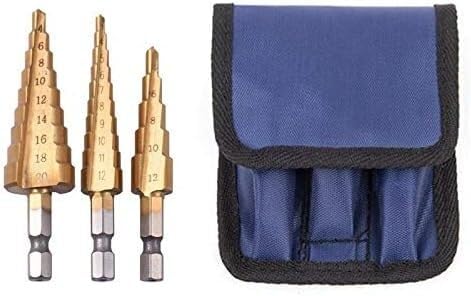 Brocas for metal, broca escalonada ranurada en espiral, 3 piezas Brocas escalonadas de titanio y acero Hss 3-12 mm 4-12 mm 4-20 mm Herramientas de corte de cono escalonado Acero Carpintería Madera Met