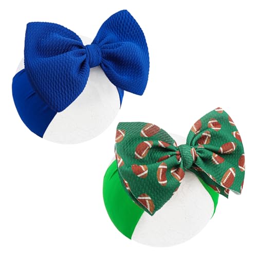 YanJie 2PCS 6'' Baby Girl Football Headbands Hair Bows Super Bowl Hair Accessories for Parties Headband for Newborn Infant Baby Girl Football Outfit