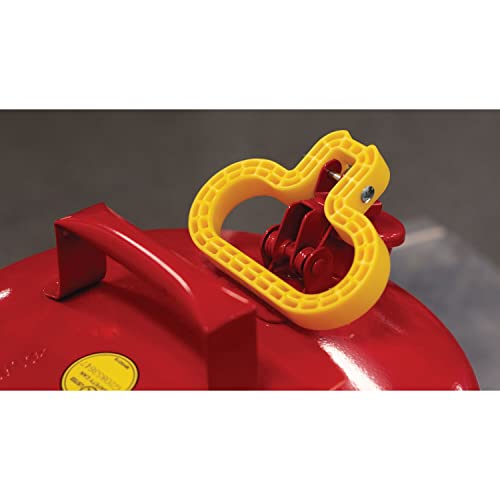 eagle 5 gallon type i red safety gas can for gasoline with flame arrester self-closing lid and f-15 funnel made in the usa galvanized steel flammable storage can ui50fs