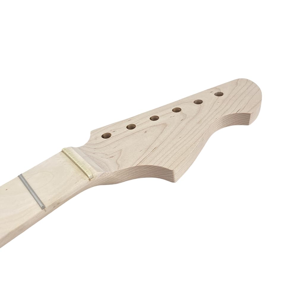 Duża głowa, gryf gitarowy, 22 progi, 648 mm, klon, elektryczne, basowe, szyjki w kropki, normalna nakrętka, śruba na pięcie, bez wiązania, regulowana na koniku.