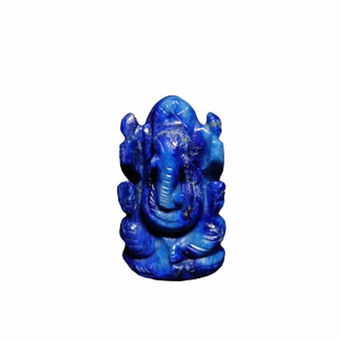 RDK Handcarved Lapis Gemstone Lord Ganesh Ganpati Statue Murti Spiritual Decorative Stone Figurine for Reiki Healing Home Décor Pooja Car Dashboard (190-210 Gram)