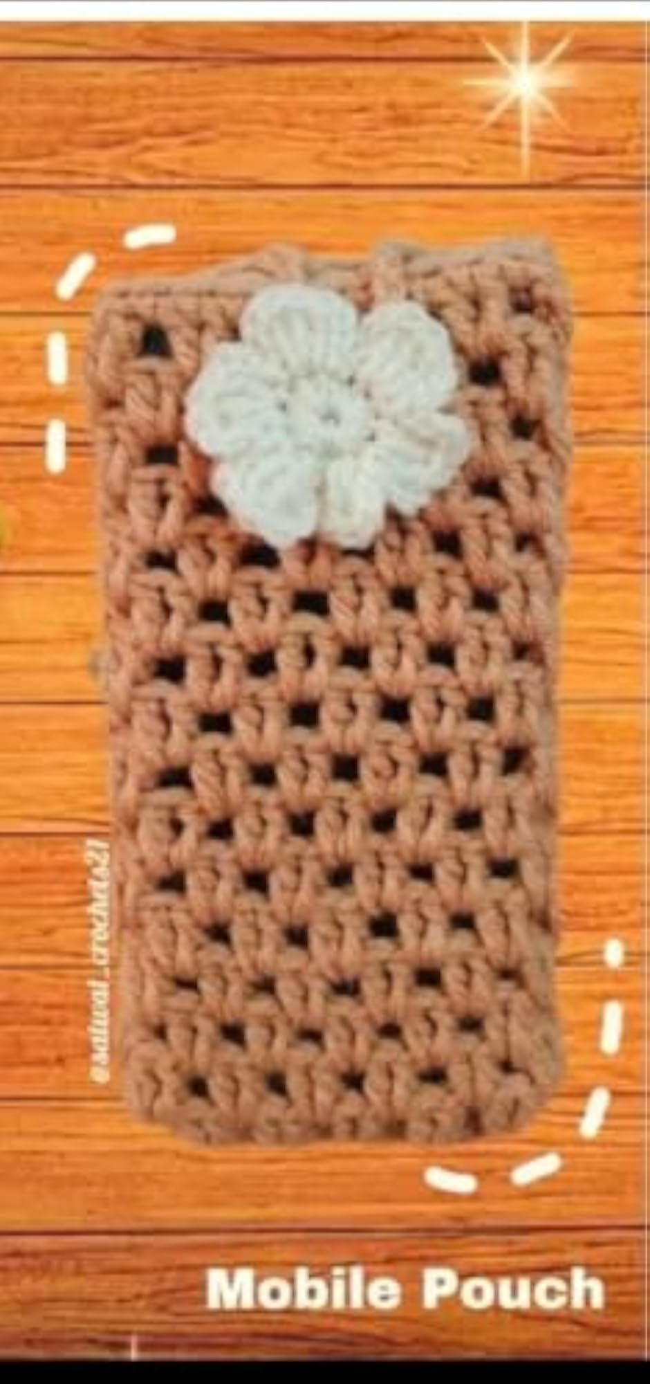 Cute Crochet Brown Floral Mini Pouch, Handmade Storage Organizer