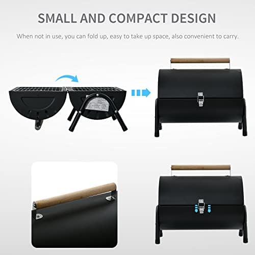 Outsunny Portable Folding Charcoal BBQ Grill Outdoor Tabletop Barbecue Grill Easy to Carry for Garden Camping Picnic Party