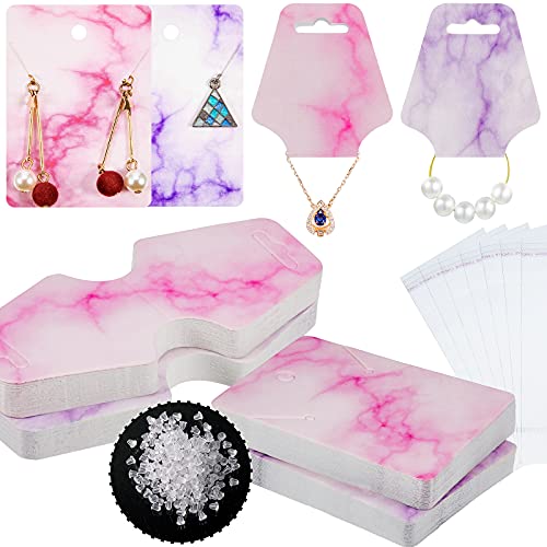 Hicarer 800 Pieces Earring Necklace Holder Card Jewelry Display Set, 200 Pieces Marble Display...