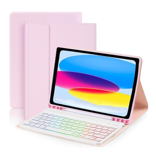 Funda teclado iPad 10.2 de cuero con soporte para lápiz y luces RGB