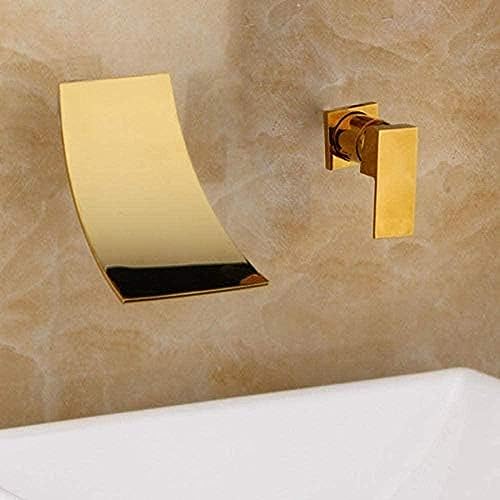 Robinet de lavabo cascade doré mitigeur mural monotrou