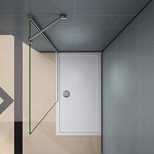 Mamparas de Ducha Frontales Puerta Fijo WALK IN Antical 8mm Cristal Barra 45cm 50x200cm