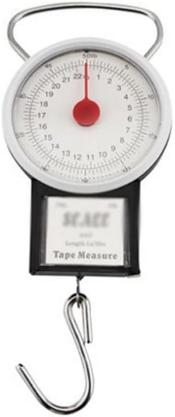22kg Portable Hanging Scale Balance Fish Hook Weighing Kitchen with Measuring Tape Measure Fishing Scales