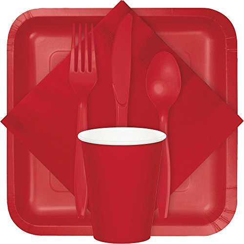 Creative Converting 320086 School Spirit Border Print Plastic Tablecover For Graduation Party, 54" X 102", Classic Red #TOP2