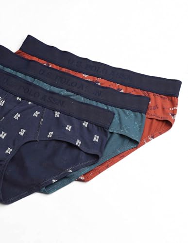 Image of U.S. Polo ASSN. Mens OEB16 Low Rise Printed Underwear Briefs - Pack of 3