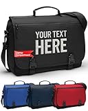 Personalized Messenger Bag for Men, Women, Laptop Briefcase, Black - Add Your Embroidered Text, Monogram or Logo - Custom Shoulder Bag