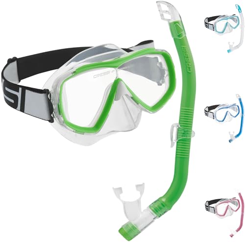 Cressi C/Set Estrella VIP Jr Clear/Lime Kit de Snorkeling, Unisex niños