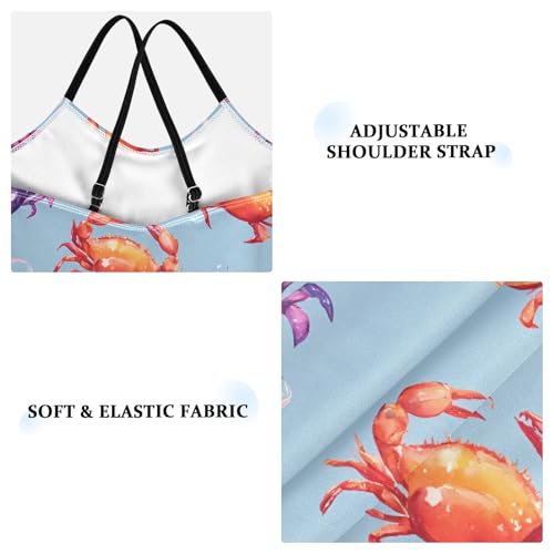 Crab Bubble Pattern Girls Swimsuit One Piece Bathing Suit Beach Swimwear with Adjustable Straps 3-10Years3