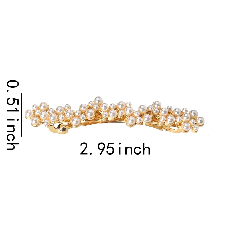 Pearl Hair Clips Barrettes for Women Elegant French Barrettes for Thin Thick Hair Small Gold Barrette Clips Hair Pins Hairpins Decorative Pearl Wedding Bridal Hair Clip for Women 2 PCS - Image 6