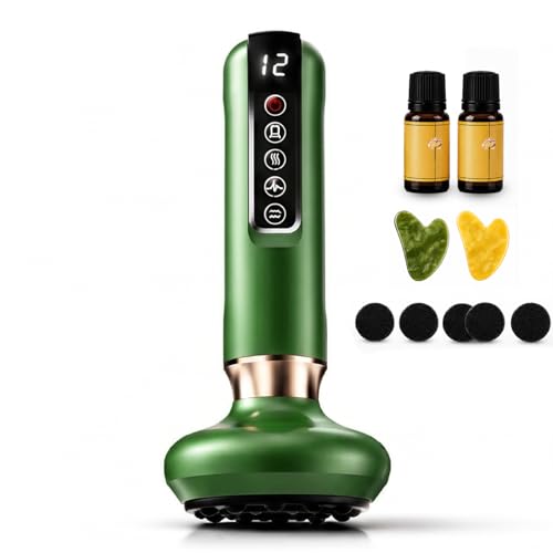 Electric Deep Tissue Massage Tool for Pain Relief, Lymphatic Drainage & Cellulite Roller, Low‑Noise High‑Power Suction Guasha Massager Device for Full Body, Adjustable Levels for Neck Back Legs Arms
