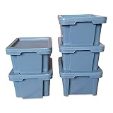 5er-Set Aufbewahrungsbox Spielzeugkiste Kunststoffbox Box mit Deckel stapelbar, für Lebensmittel, PP-Kunststoff, 20 L, 43x35x23 cm (grau)