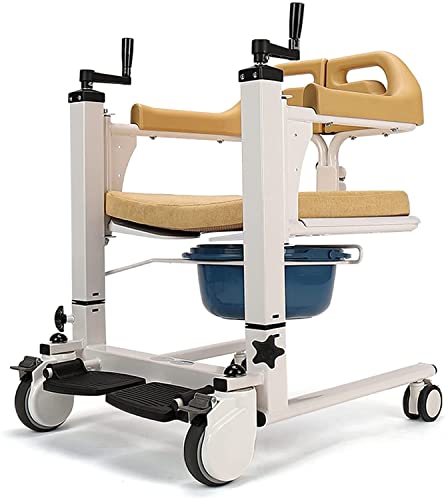 Silla de transferencia de silla de ruedas con elevación de pacientes para el hogar, silla de ruedas portátil de acero para transporte, ayuda para elevación de pacientes con asiento dividido de 1
