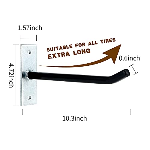 Sinoer 10-Inch Heavy Duty Steel Tire Rack Wall Mount (4-Pack) – Anti-Slip Garage Tires Hooks for Tire, Wheel, Ladder, Bike & Tool Storage – Garage Organization Hanger with Screws & Anchors, Black by Sinoer - Image 6