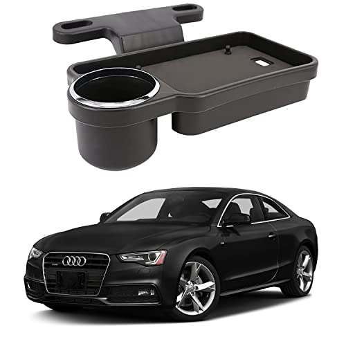 Image of Oshotto (FT-04) Foldable Car Auto Headrest Rear Back Seat Table Drink Food Cup Tray Holder Compatible with Audi A5 - Black