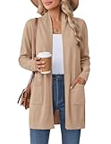 Zeagoo Womens Winter Cardigan Coats Long Sweaters Lightweight Business Outfit Open Front Dressy Coat Fashion Clothing Trendy Khaki
