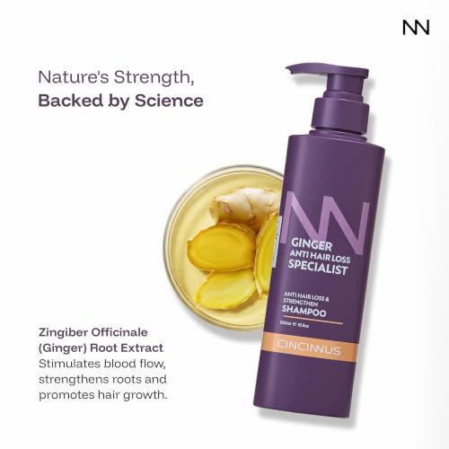 Image of Cincinnus Ginger Anti Hair Loss & Strengthening Shampoo with Camellia & Keratin | Reduces Hair Fall, Strengthens Roots | Daily Care for Weak, Thinning Hair | Growth Support(500ml)