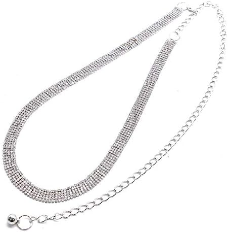 GUCTOP 44 Inch Rhinestone Trims Belt Crystal Chain Embellishment Wedding Sash Belts Women's Stylish Waist Chain Belt for Dress