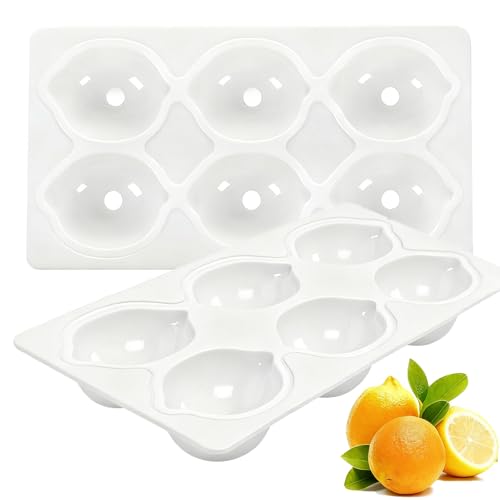 6 moldes de silicona con forma de limón, limón 3D para tartas, brownies, mousse, gelatina, pudín, magdalenas, cupcakes, cubitos de hielo y jabón, molde antiadherente para postres y decoración de